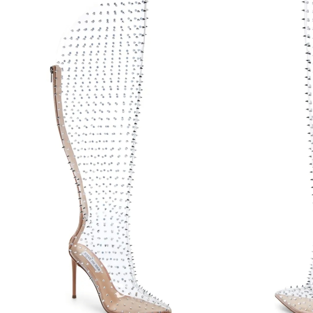 Brand New Vava Studded Pointed Toe Clear Boots